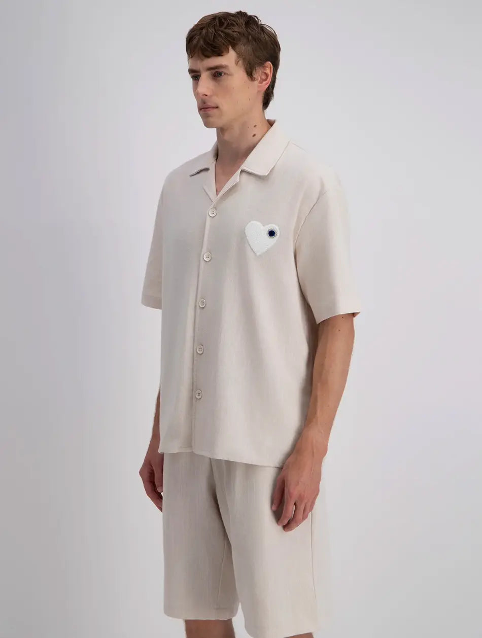 Chemise Beige Coeur Blanc - bonhomme