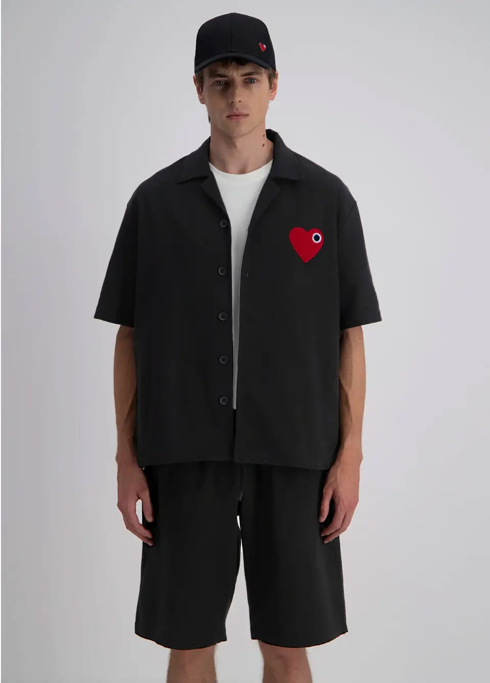 Chemise Noir Coeur Rouge - bonhomme