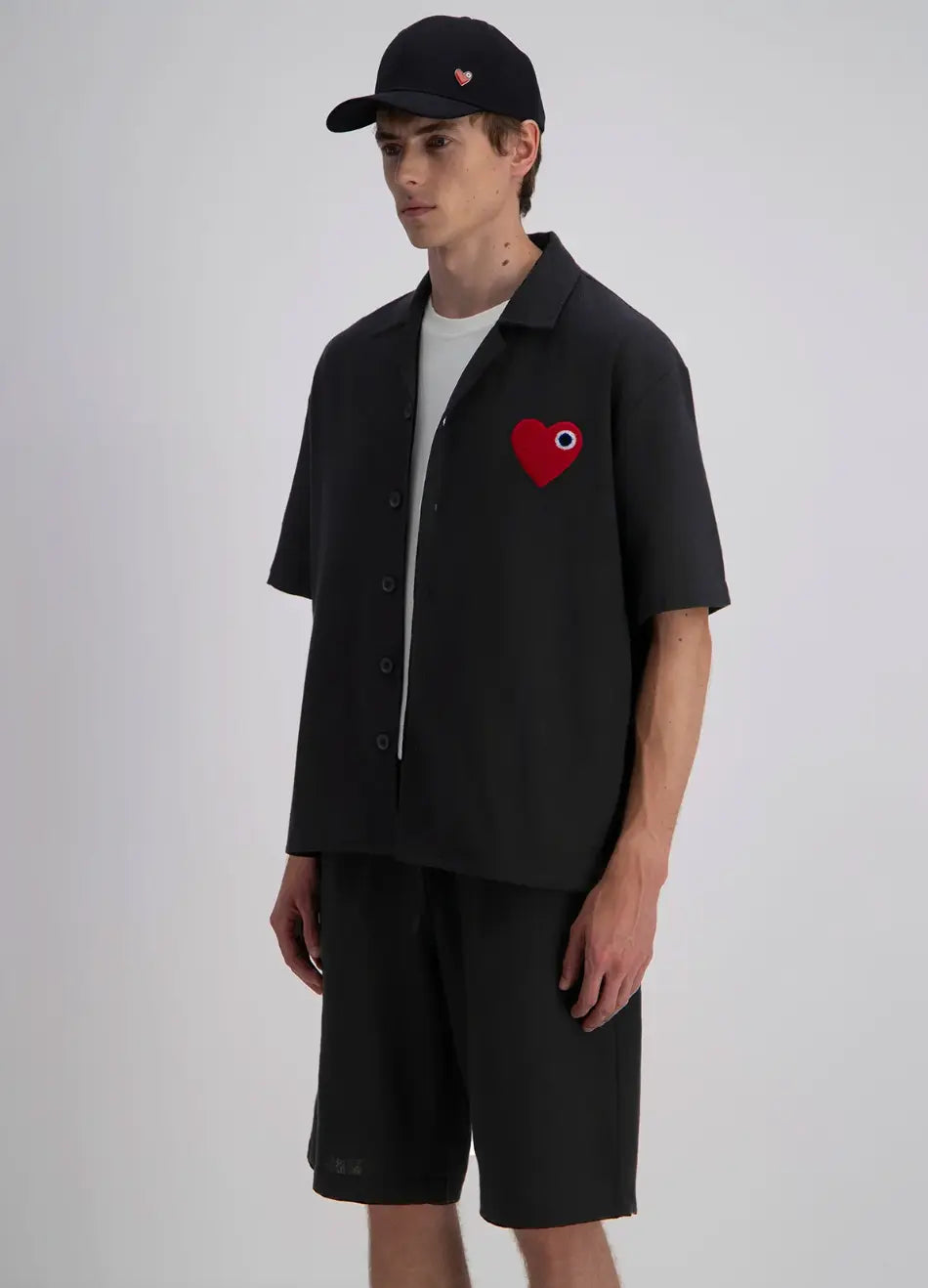 Chemise Noir Coeur Rouge - bonhomme