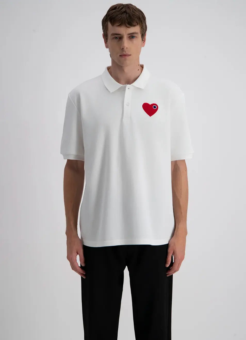 Polo Blanc Coeur Rouge - bonhomme