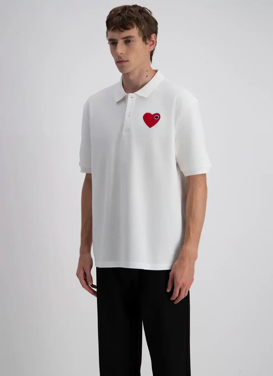 Polo Blanc Coeur Rouge - bonhomme