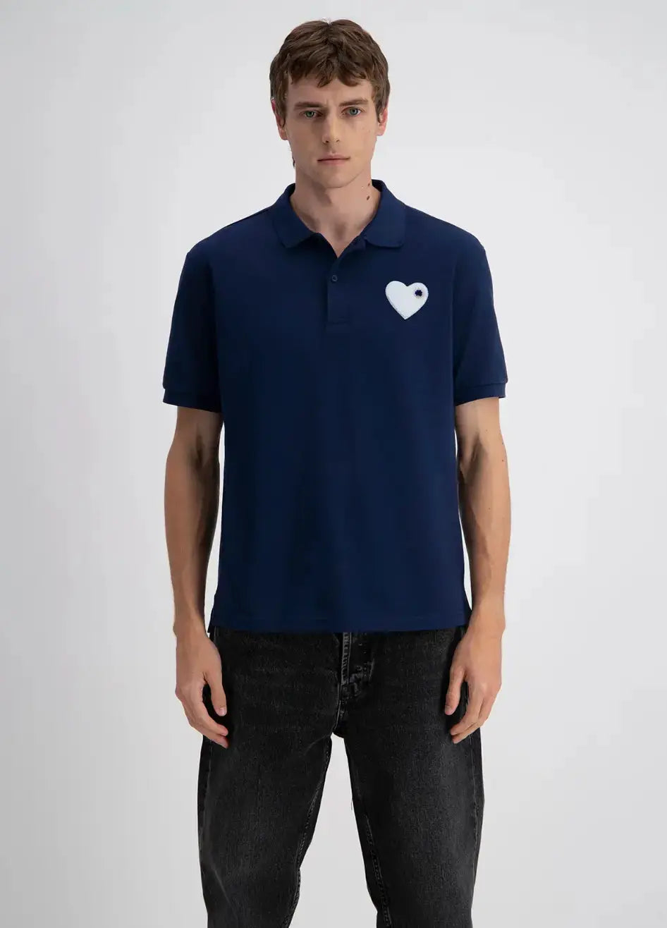 Polo homme Coeur maille piqué bonhomme