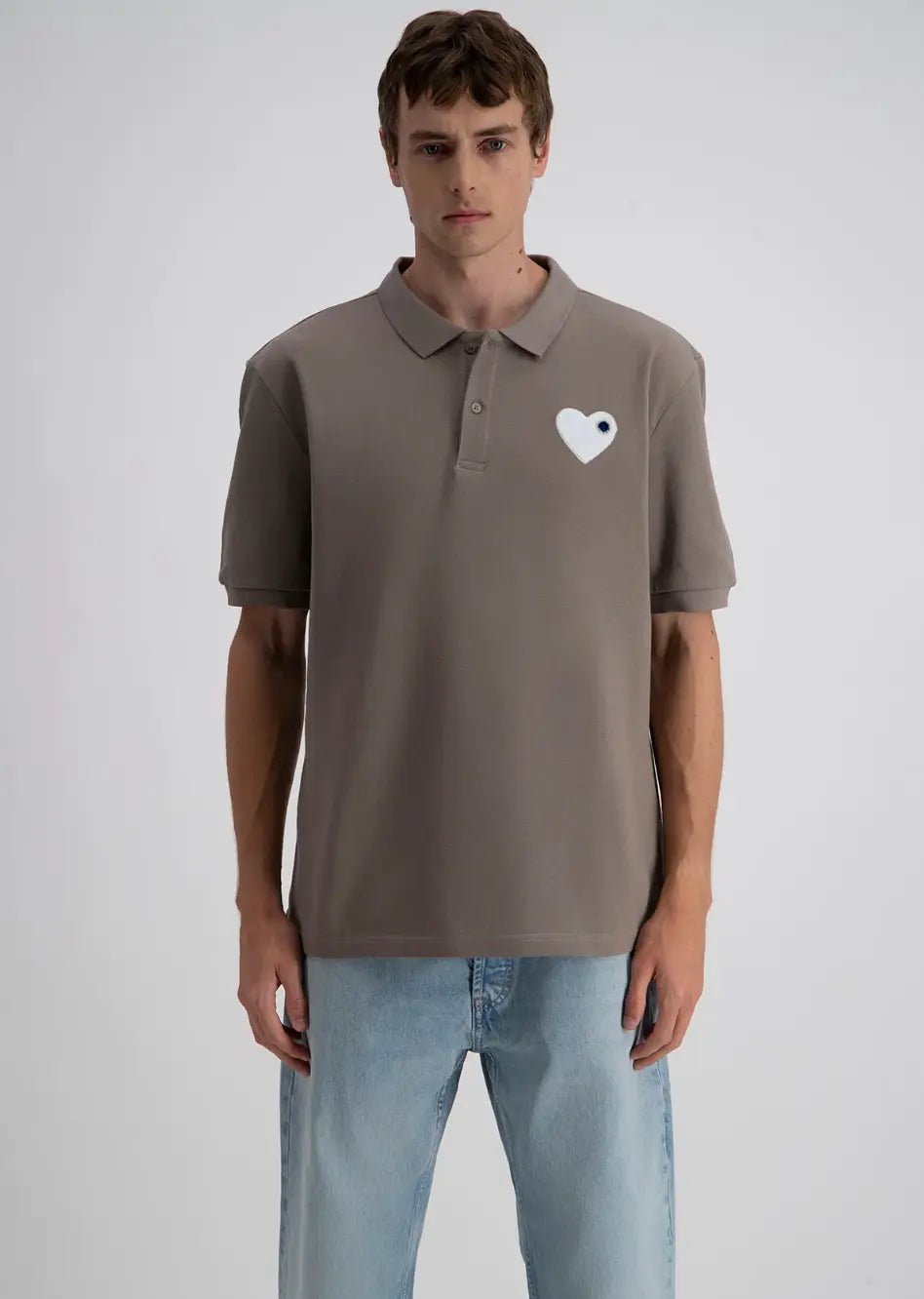 Polo Gris Coeur Blanc - bonhomme