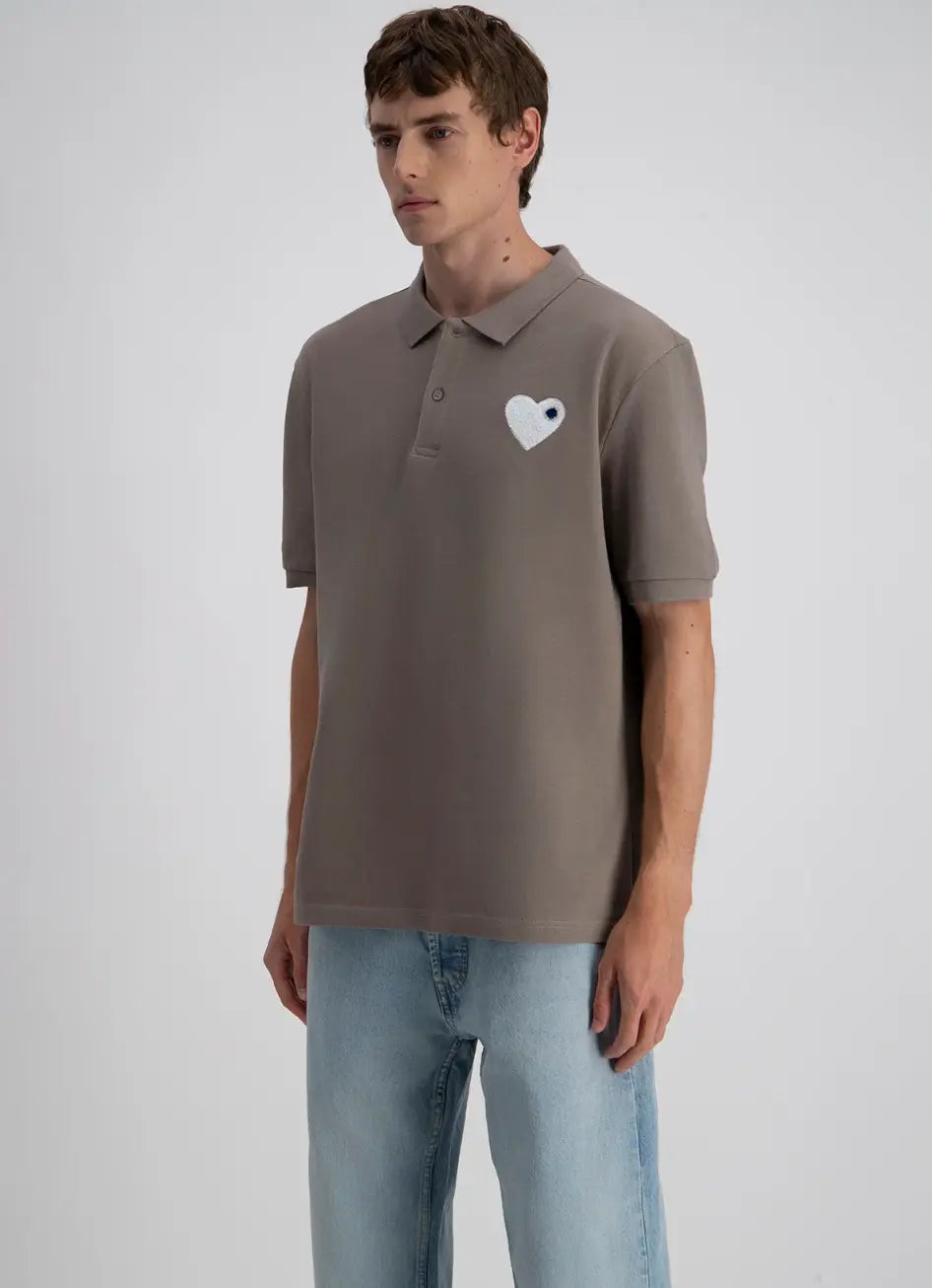 Polo Gris Coeur Blanc - bonhomme
