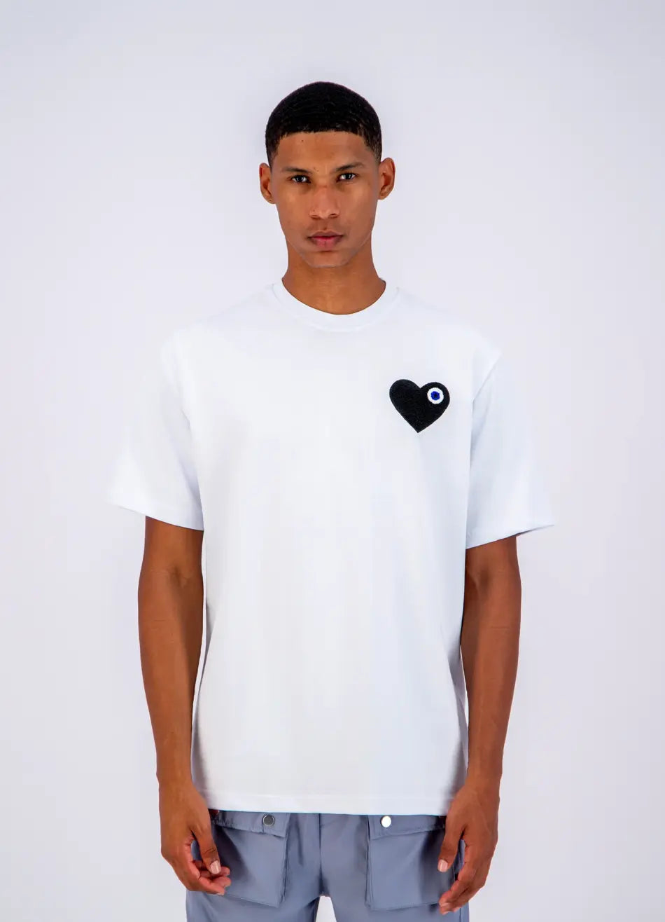 Tee Shirt Blanc Coeur Noir - bonhomme