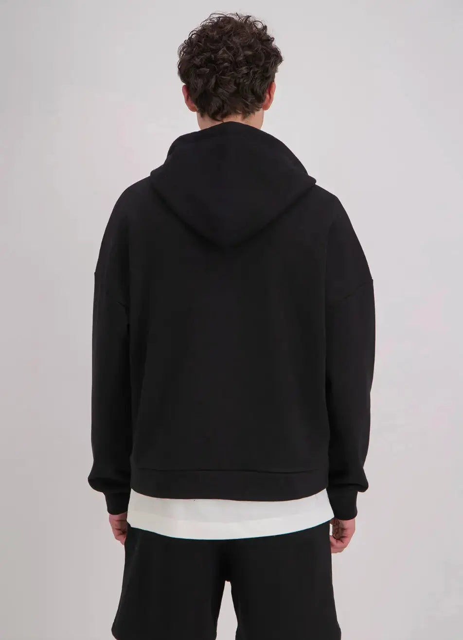 Veste noir Coeur Rouge avec capuche et fermeture Zip bonhomme