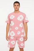 Ensemble Fleur Tee shirt et short Rose blanc - bonhomme