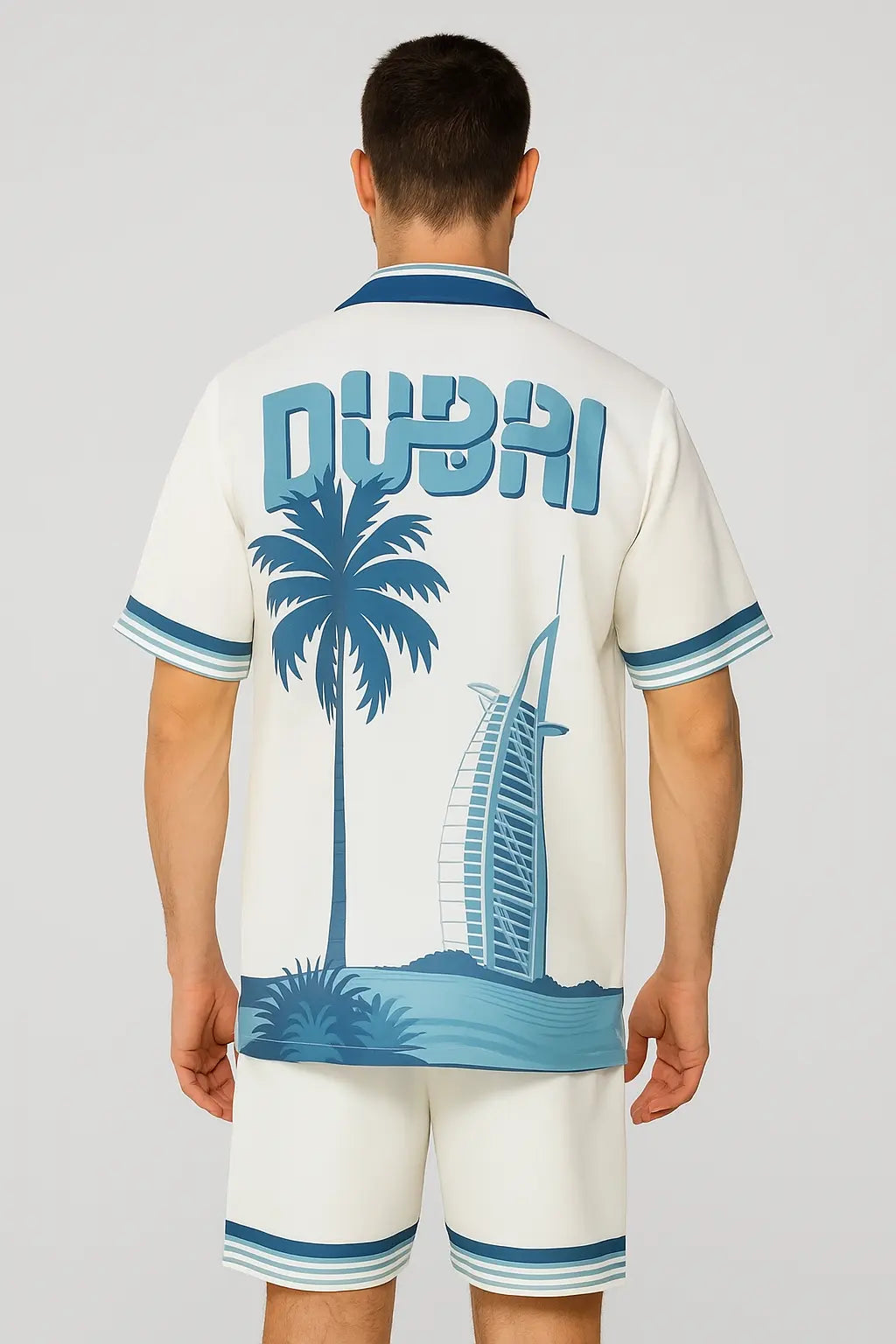 Ensemble Chemise et Short Dubai Blanc bleu bonhomme