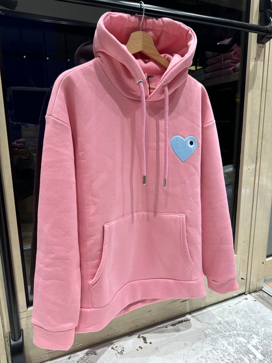 Sweat capuche Rose avec cœur Ciel