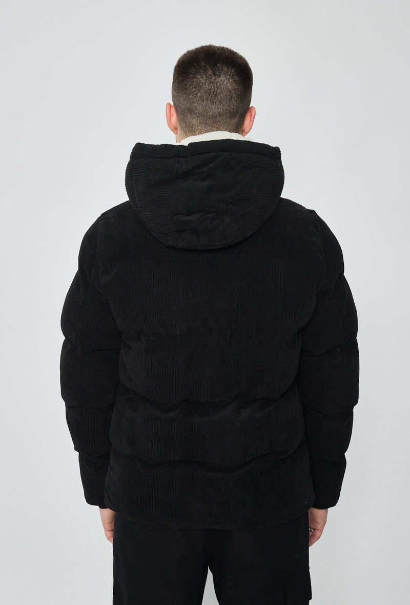 Manteau Doudoune Homme Velour Noir à Capuche