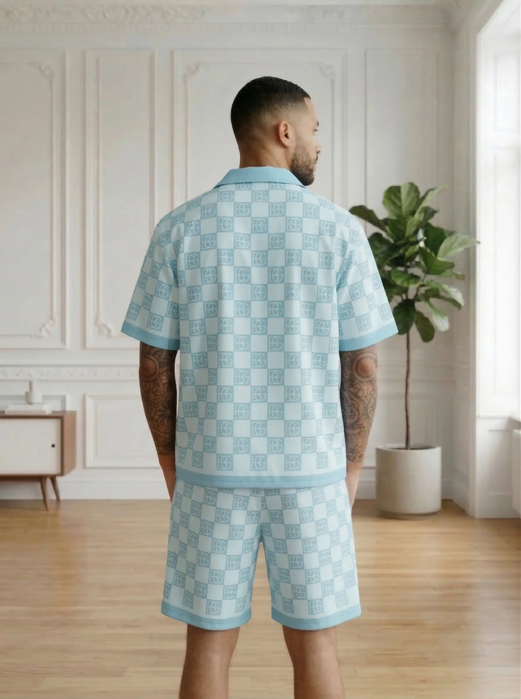 ensemble chemise et short homme imprimé bonhomme