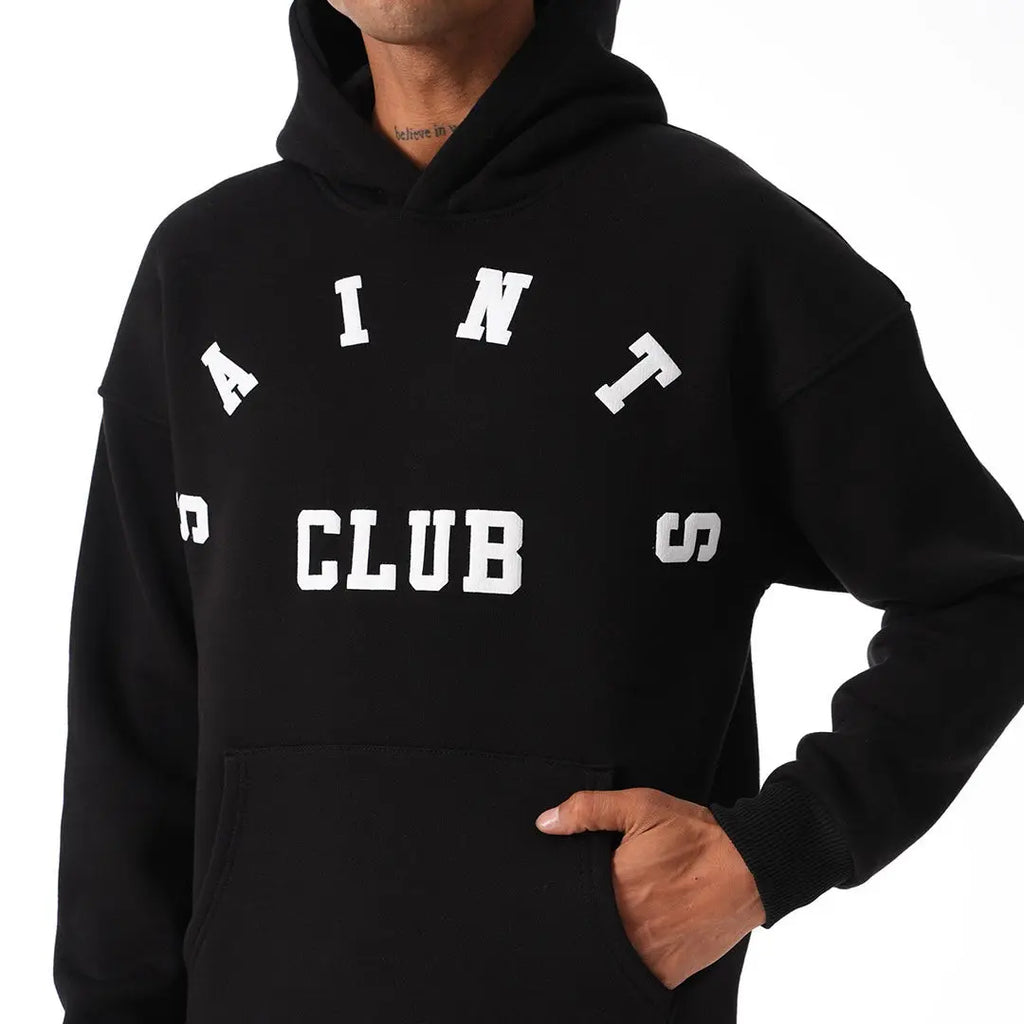 Sweat Capuche Noir "Saint Club" bonhomme