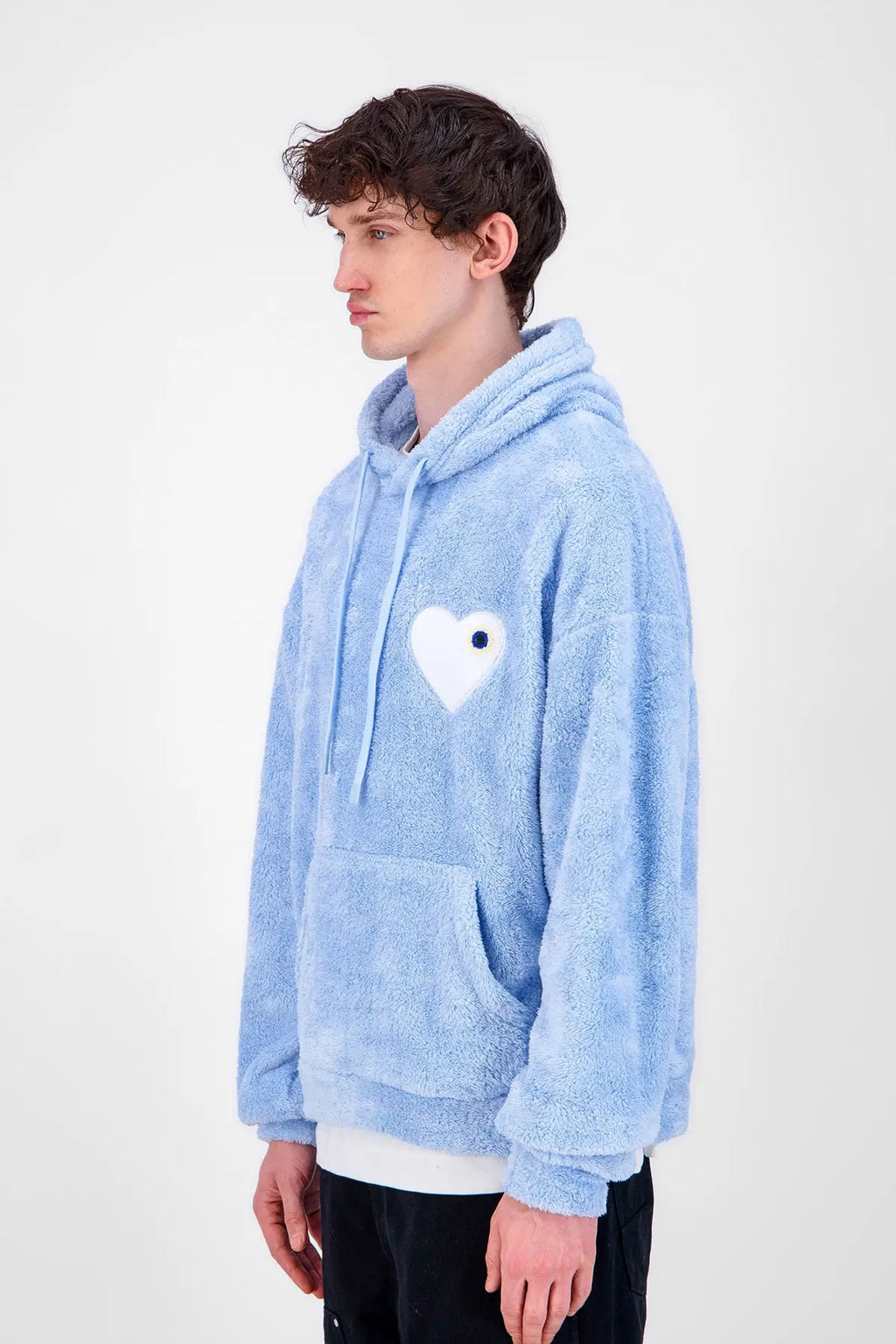 Sweat Moumoute à Capuche Ciel Avec Cœur Blanc - bonhomme