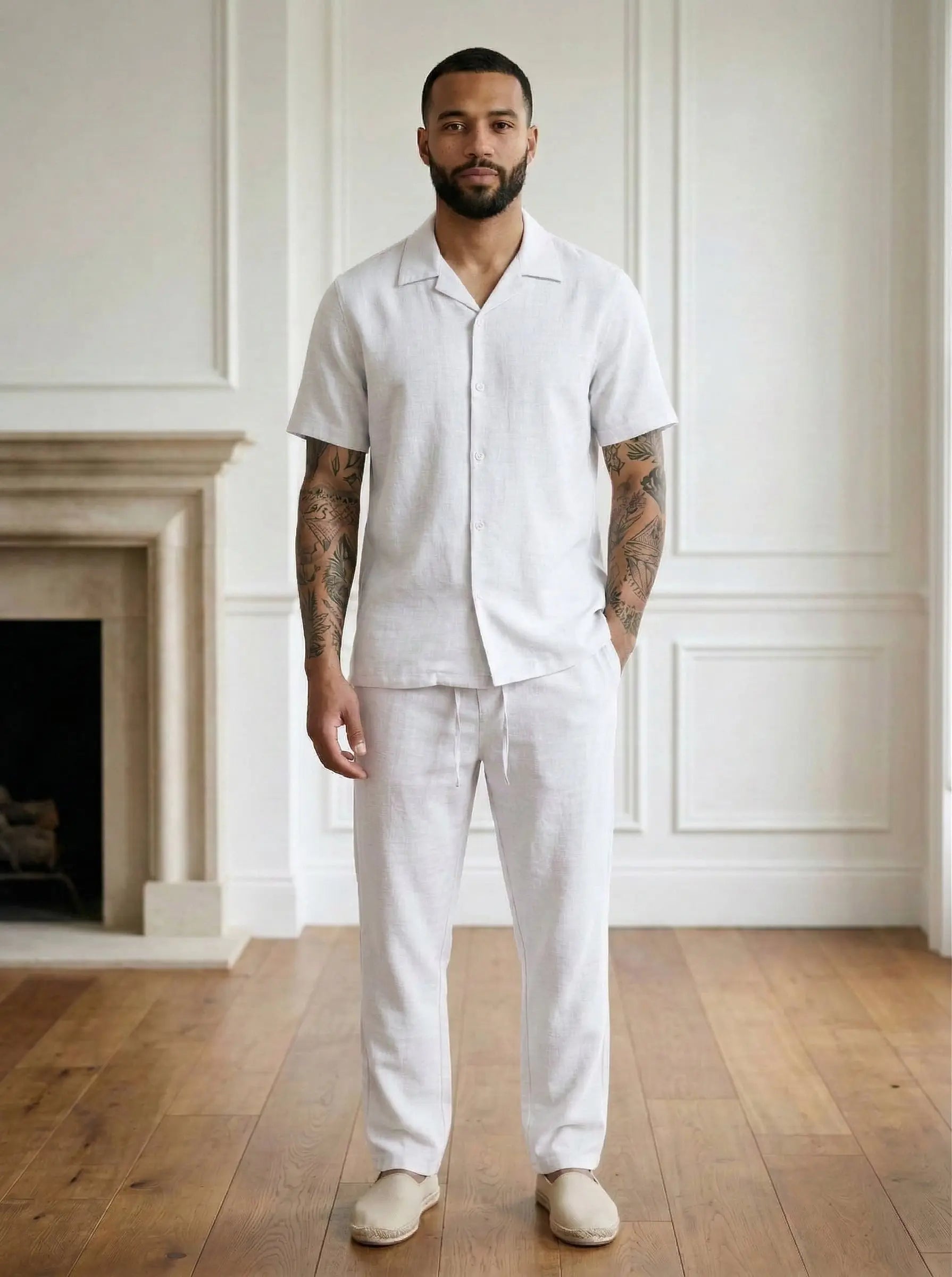 Ensemble chemise & pantalon Homme en Lin – style estival bonhomme
