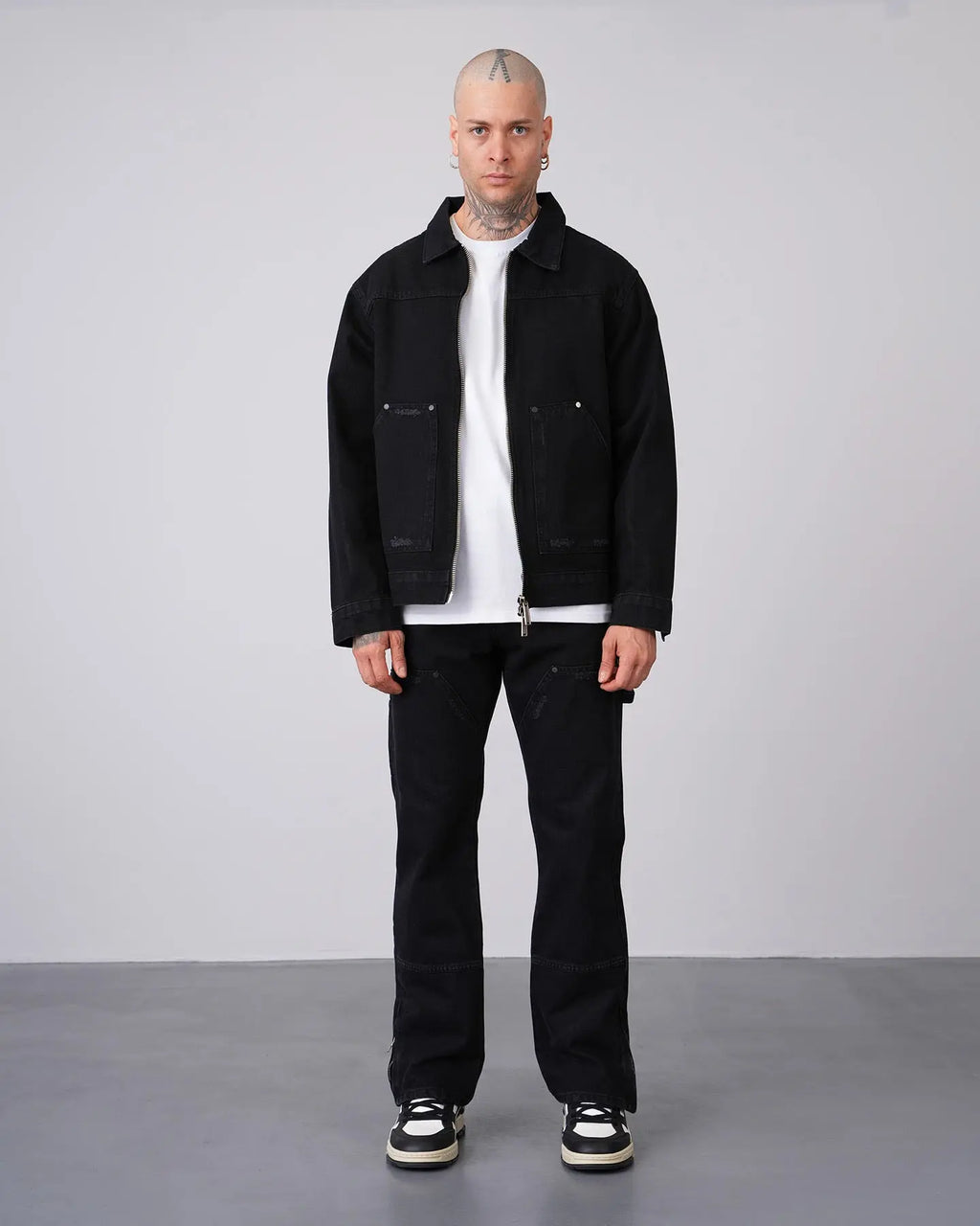 Ensemble Workwear Noir – Veste Denim & Jean Flare Carpenter bonhomme