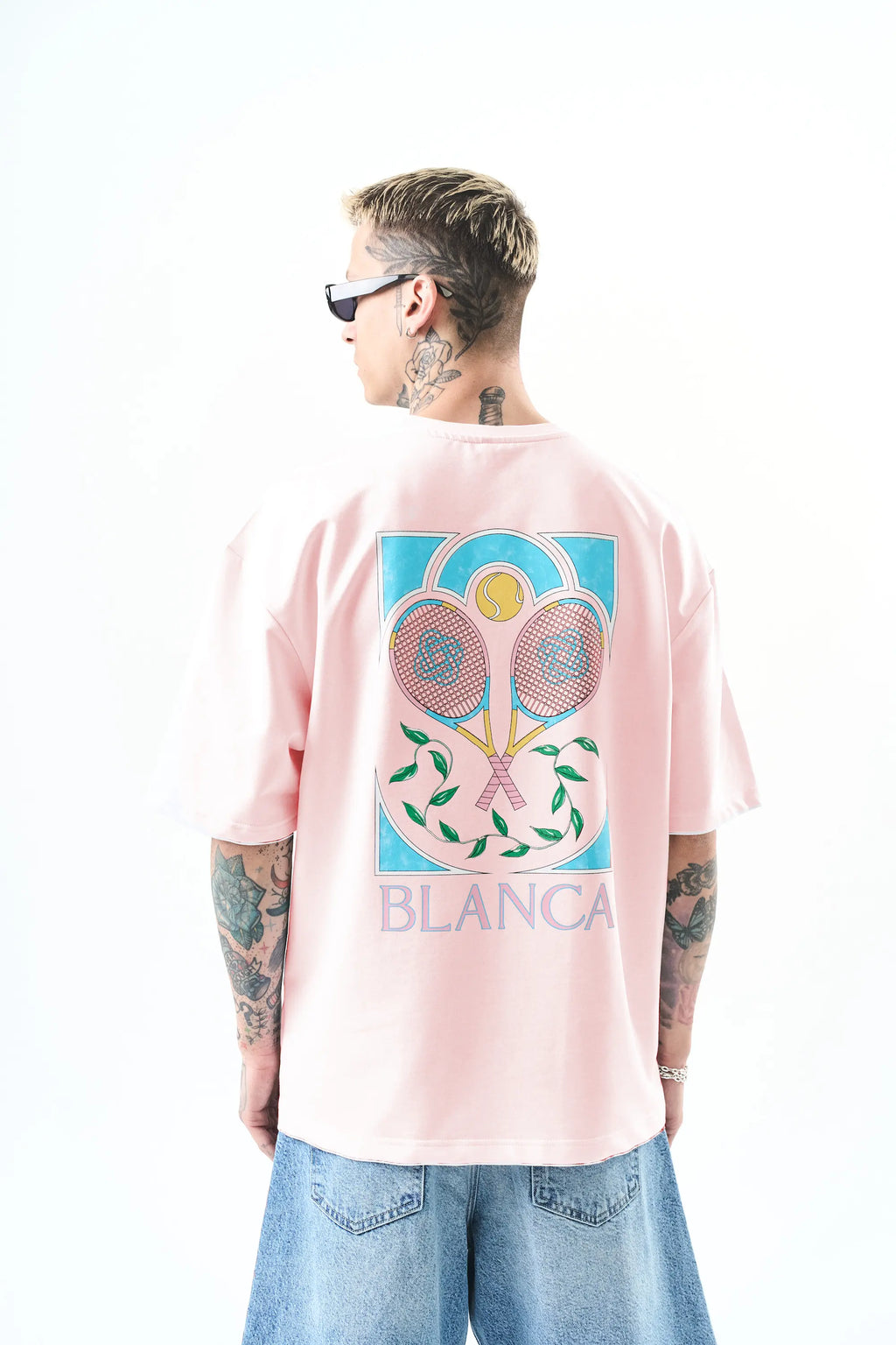 Tee Shirt Blanca Tennis Rose bonhomme