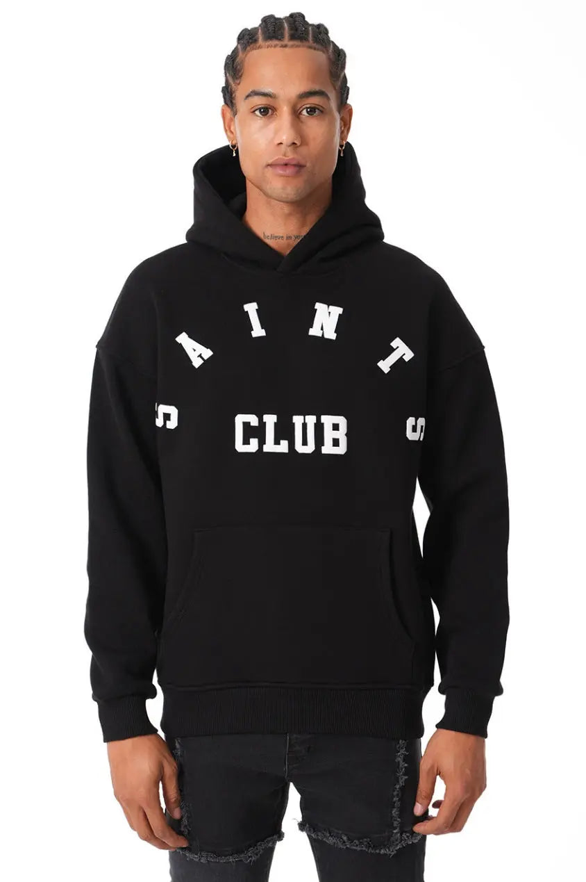 Sweat Capuche Noir "Saint Club" bonhomme