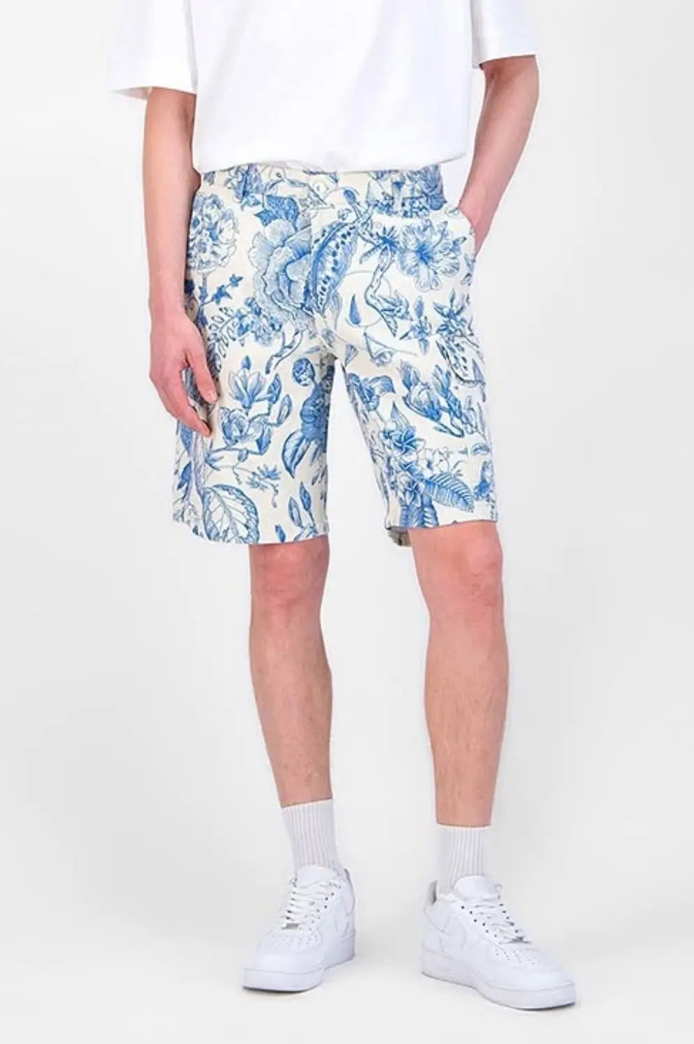 Short Coupe Carpenter  Floral Blanc Ciel bonhomme