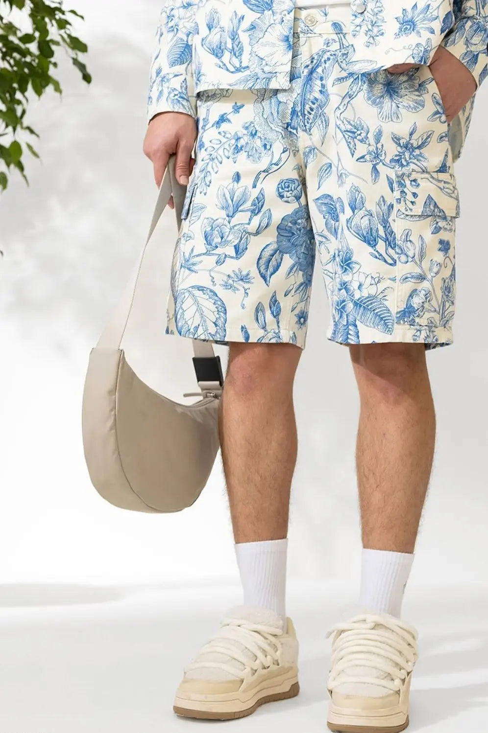 Short Coupe Carpenter  Floral Blanc Ciel bonhomme