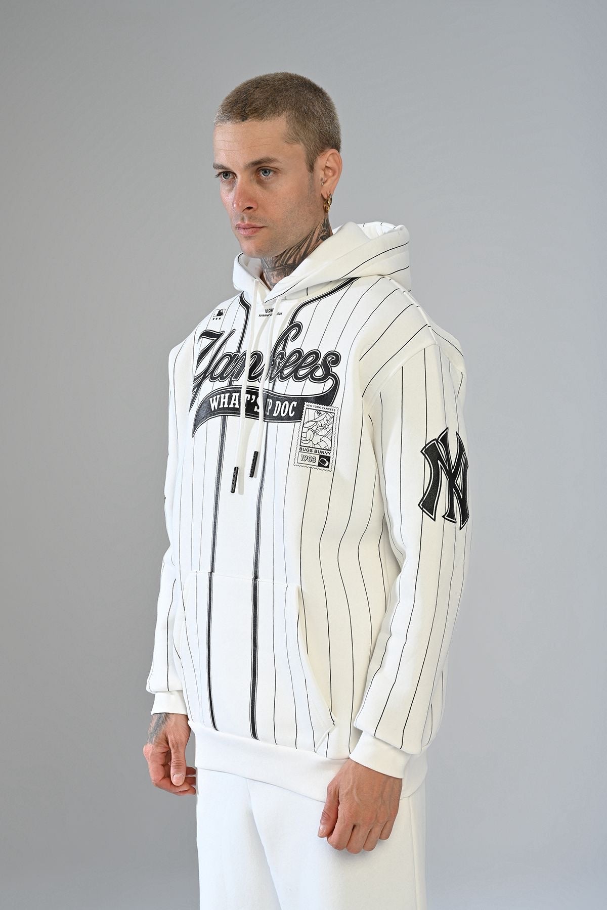 Sweat Capuche Blanc Bugs Bunny x Yankees