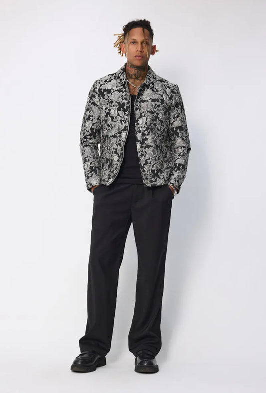 Veste floral noir argenté bonhomme