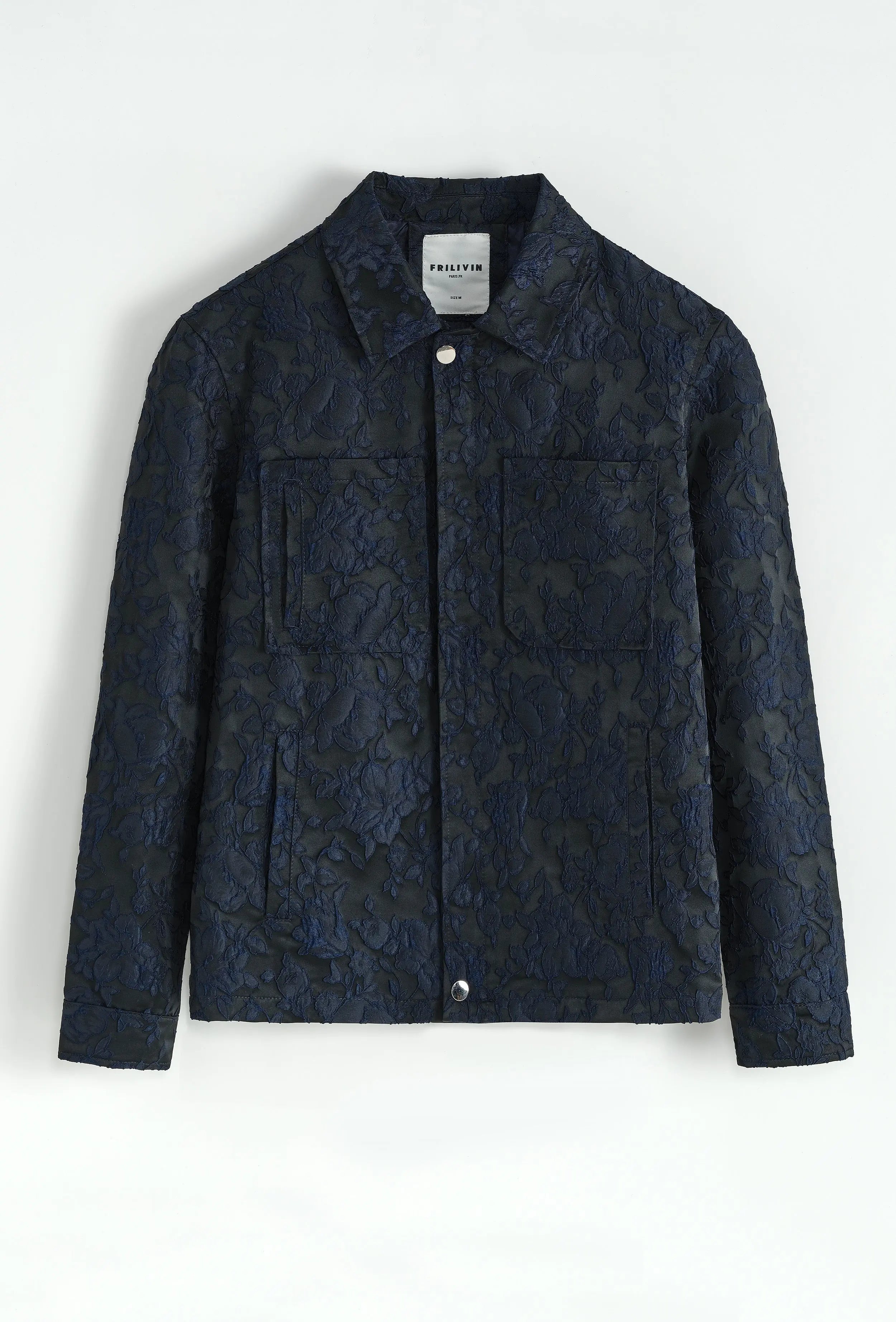 Veste homme bleu marine à motif floral brodé bonhomme