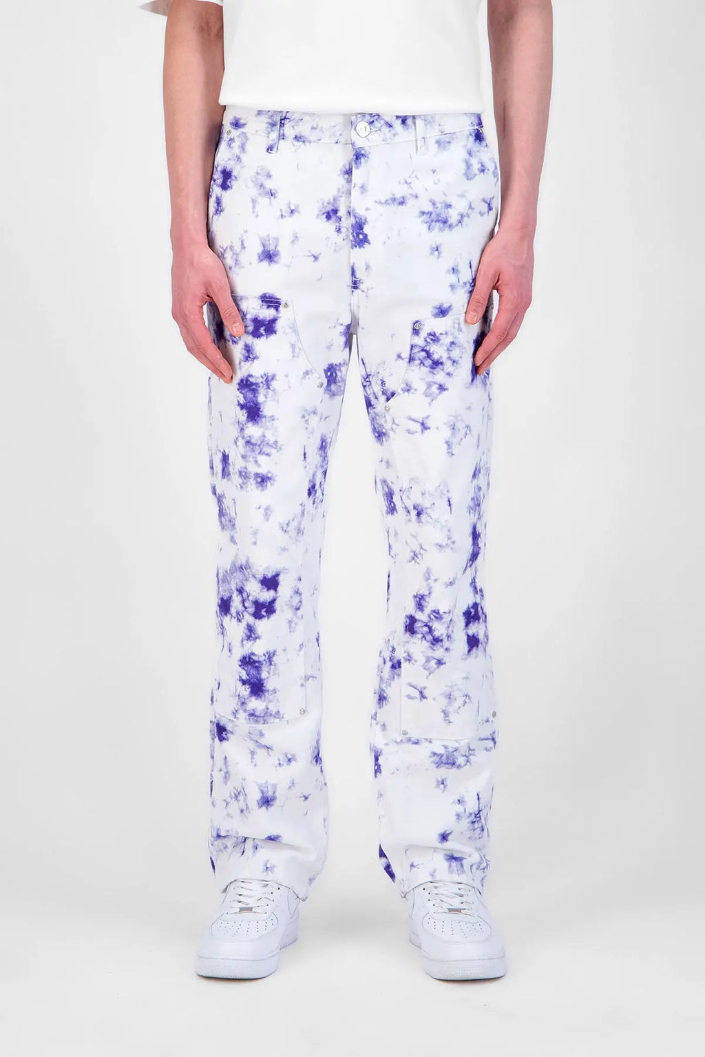 jeans blanc coupe carpenter tye and dye homme bonhomme