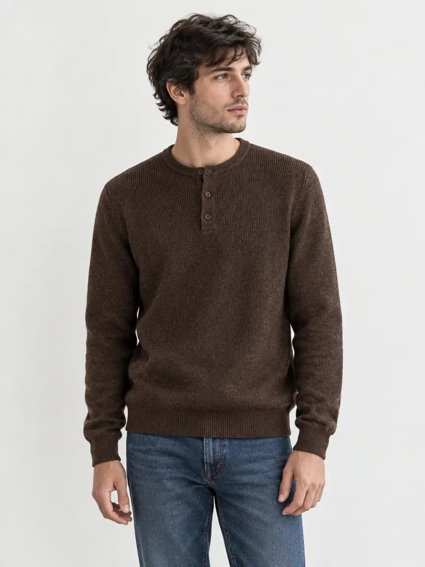 Pull Col Tunisien Homme Maille Côtelée