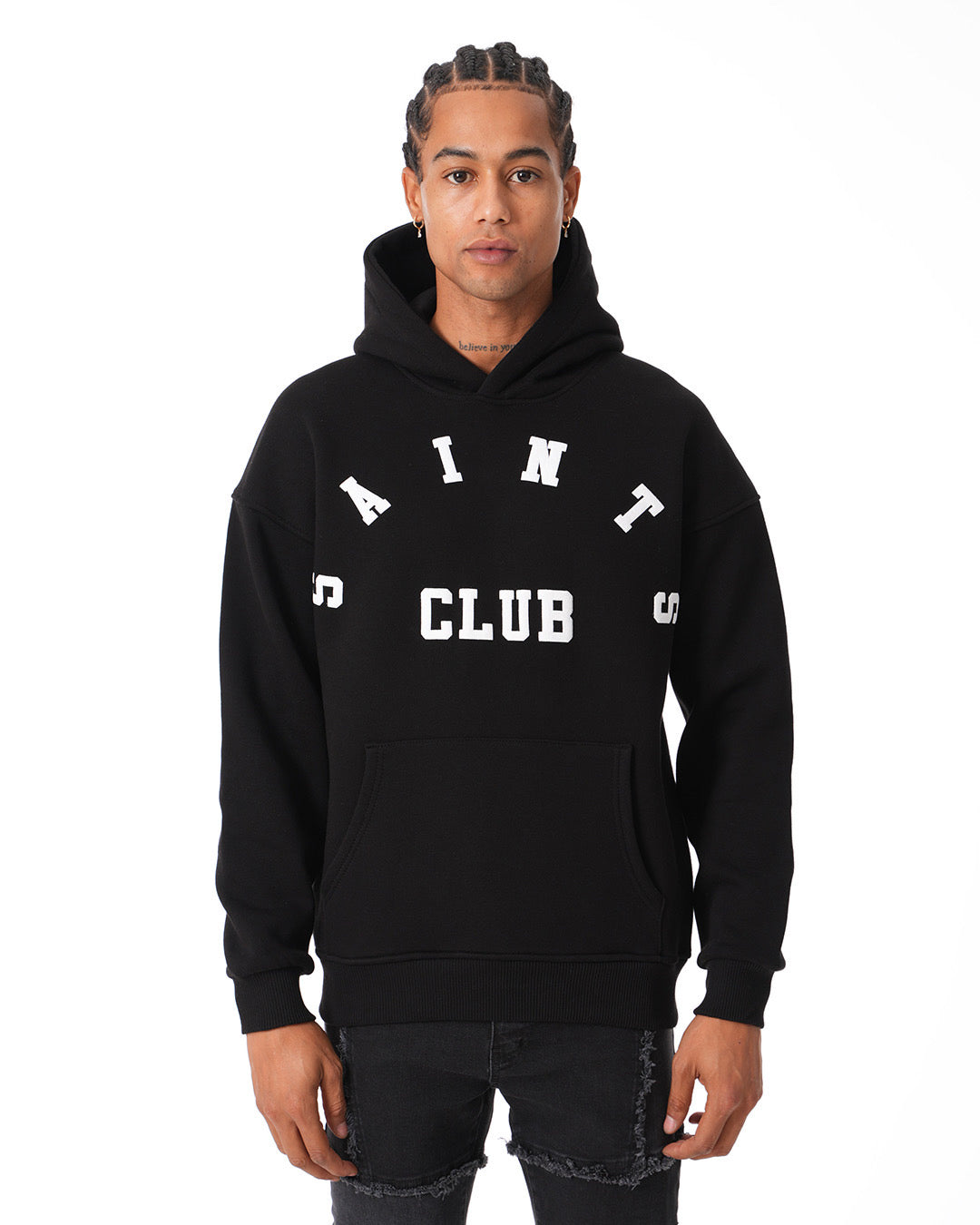 Sweat Capuche Noir "Saint Club"