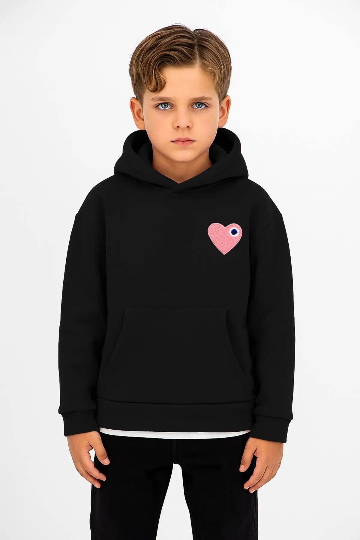 Sweat Capuche Coeur enfant bonhomme