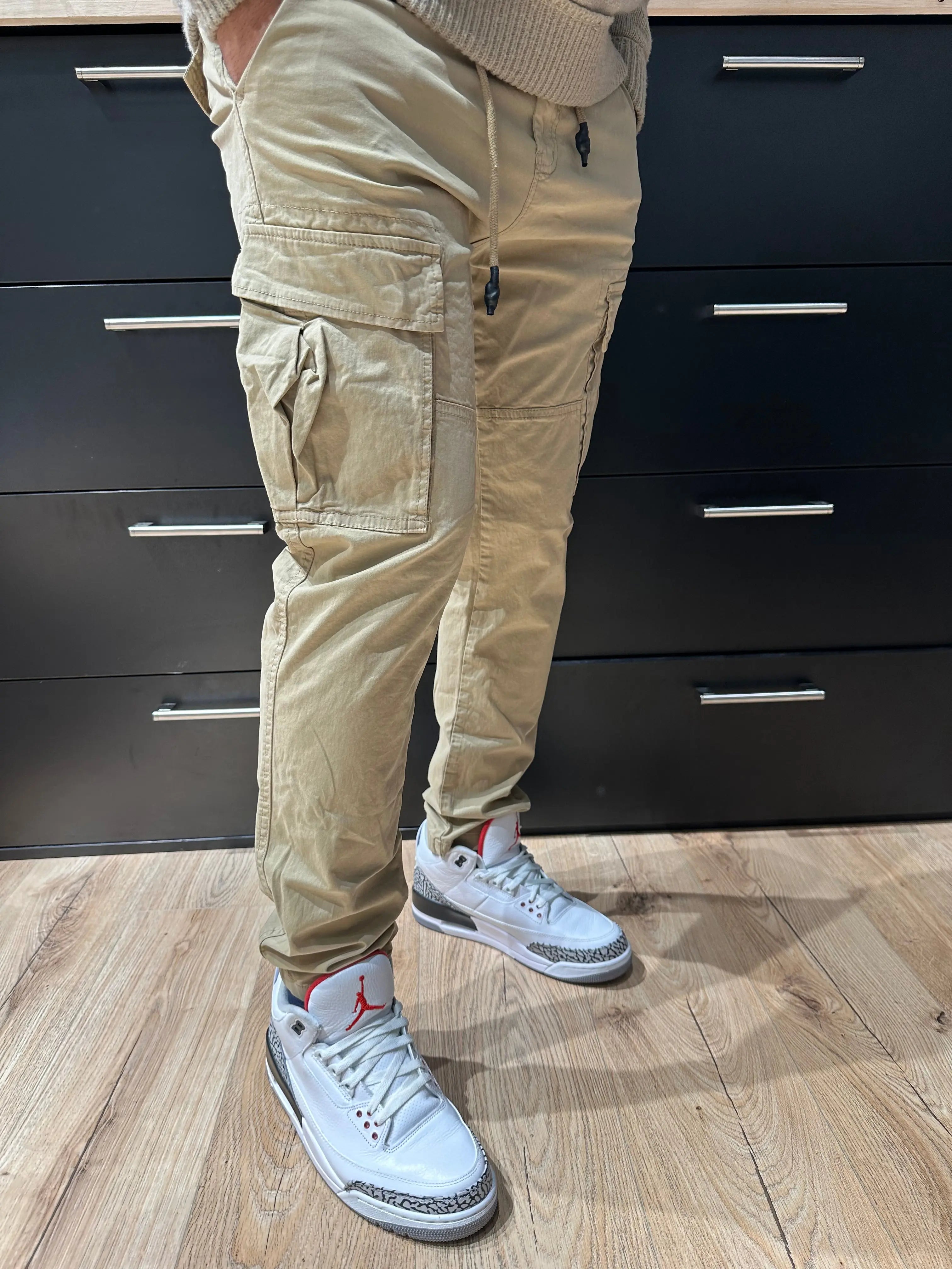 Pantalon Cargo Beige Coupe Slim bonhomme