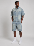 Ensemble Chemise &amp; Short en Denim Texturé – 100 % Coton