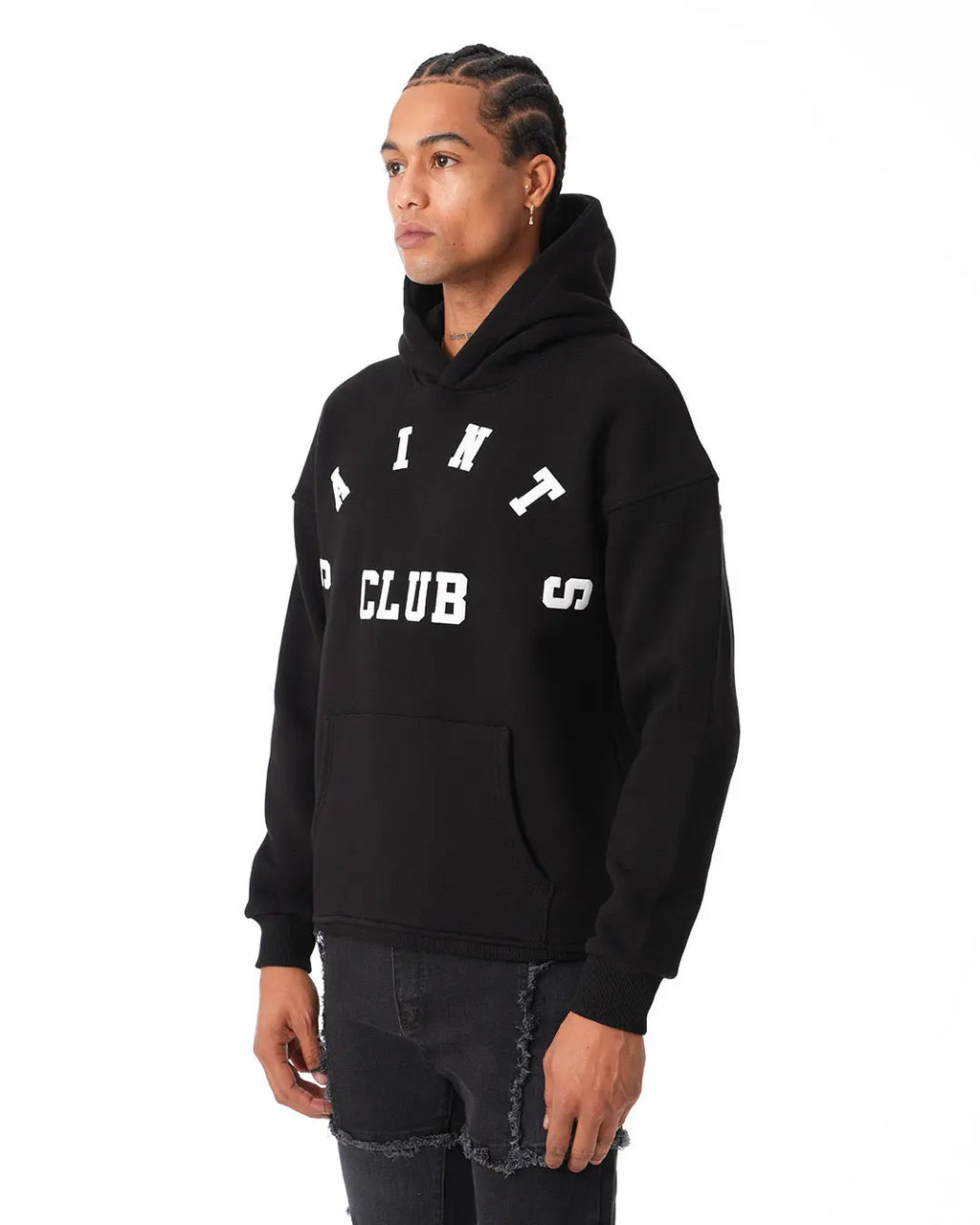 Sweat Capuche Noir "Saint Club" bonhomme