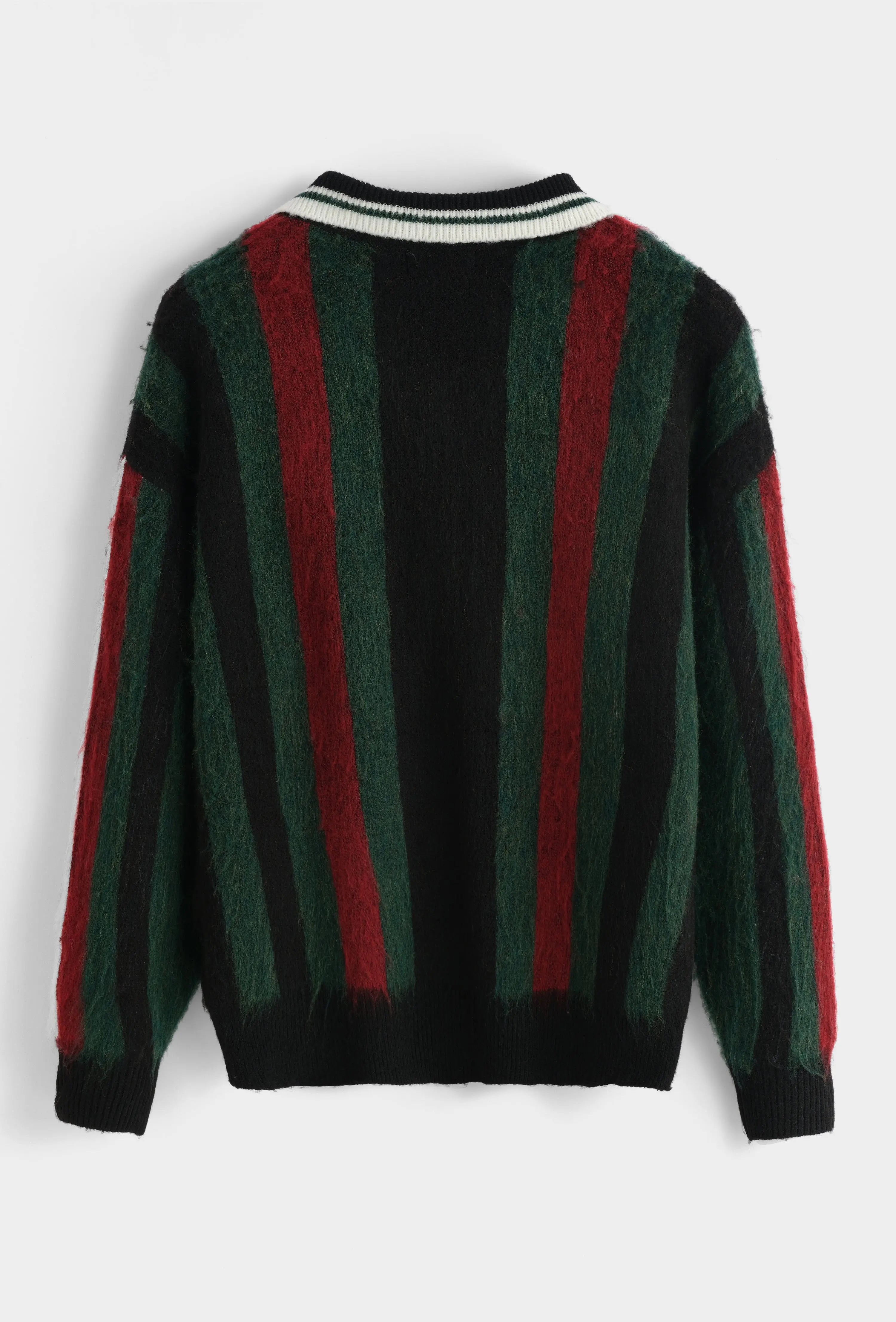 Pull Homme Rayé Rouge Vert Noir – Style Champion bonhomme