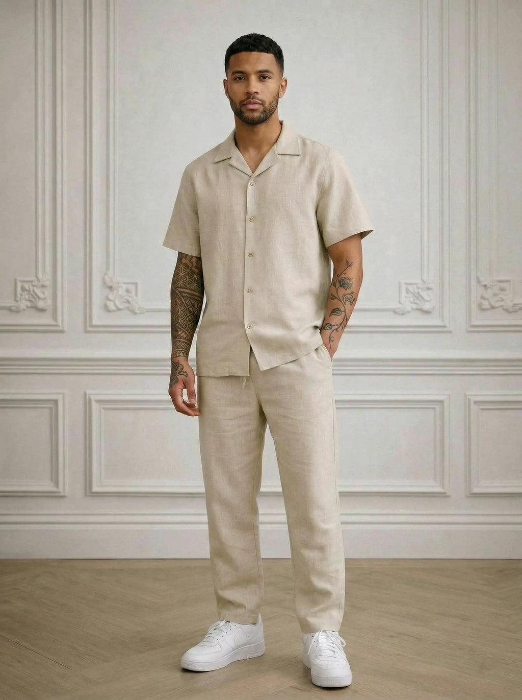 Ensemble chemise & pantalon Homme en Lin – style estival bonhomme