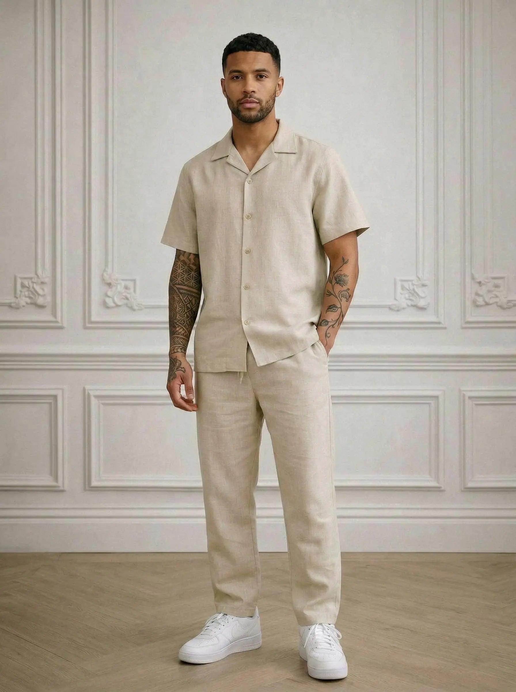 Ensemble chemise & pantalon Homme en Lin – style estival bonhomme