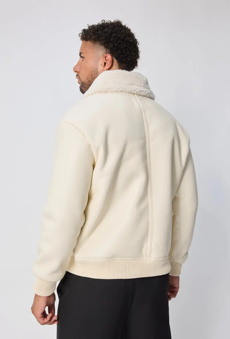 Blouson Homme Sherpa Beige – Style Aviateur Moderne bonhomme