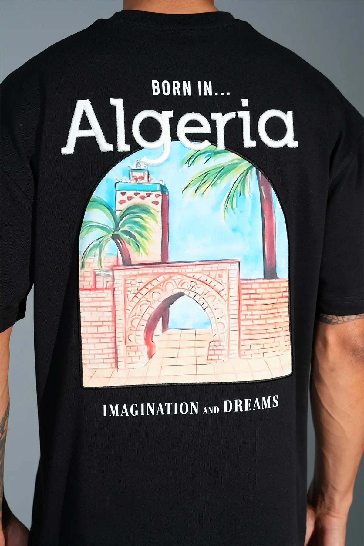 Tee Shirt Born In Algeria Noir - bonhomme