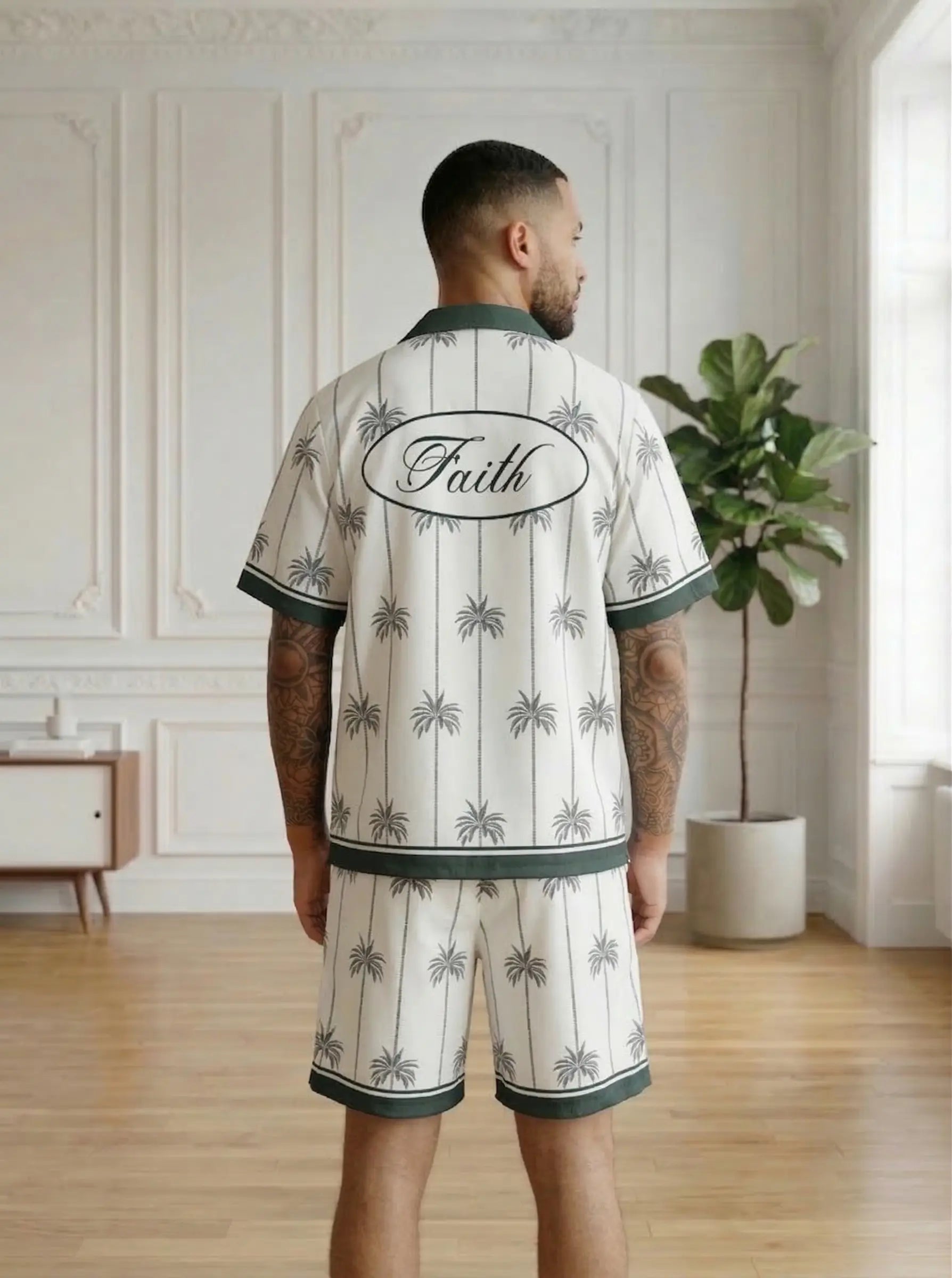 ensemble chemise et short homme imprimé bonhomme