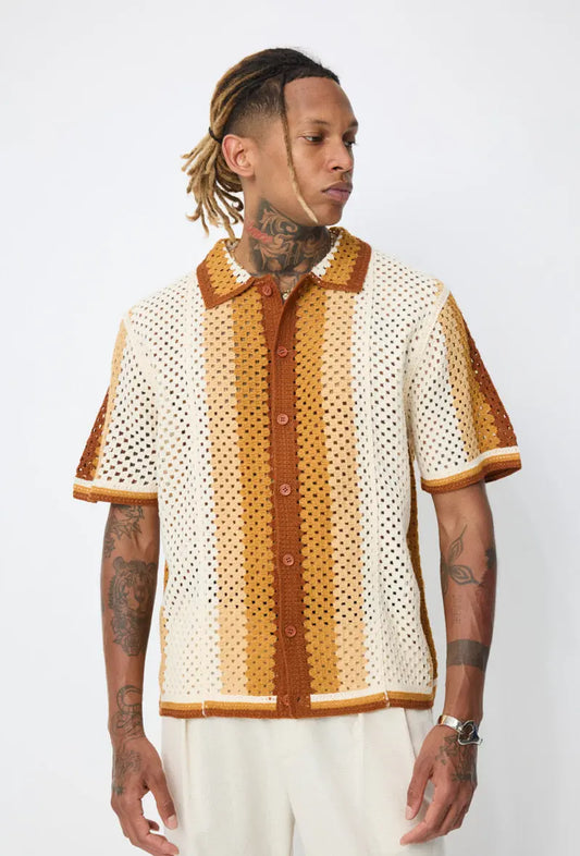 Chemise crochet Beige Camel bonhomme