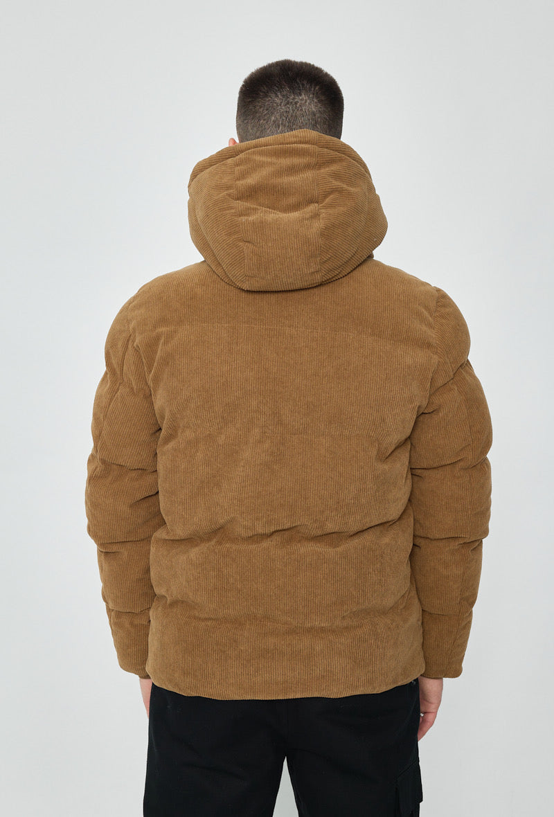 Manteau Doudoune Homme Velour Camel à Capuche