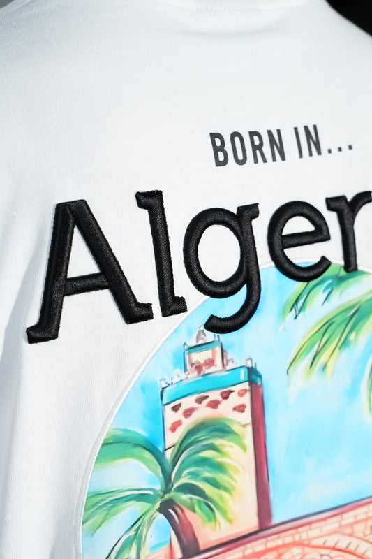Tee Shirt Born In Algeria Blanc