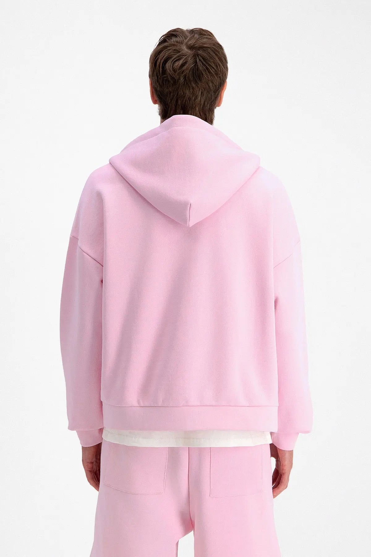 Veste à Capuche Rose Coeur Blanc Brodé Streetwear bonhomme