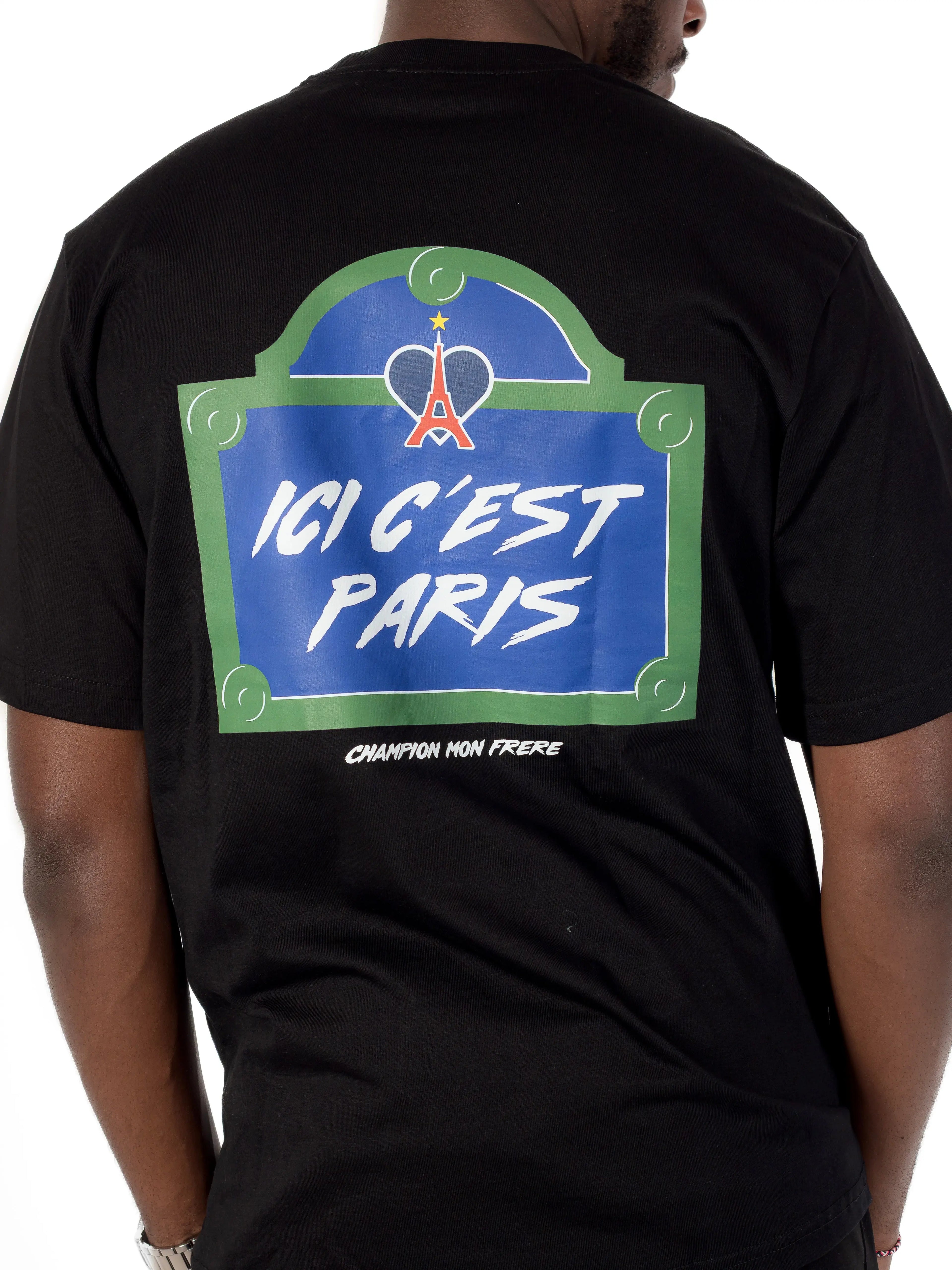 Tee Shirt Ici c'est Paris Noir - bonhomme