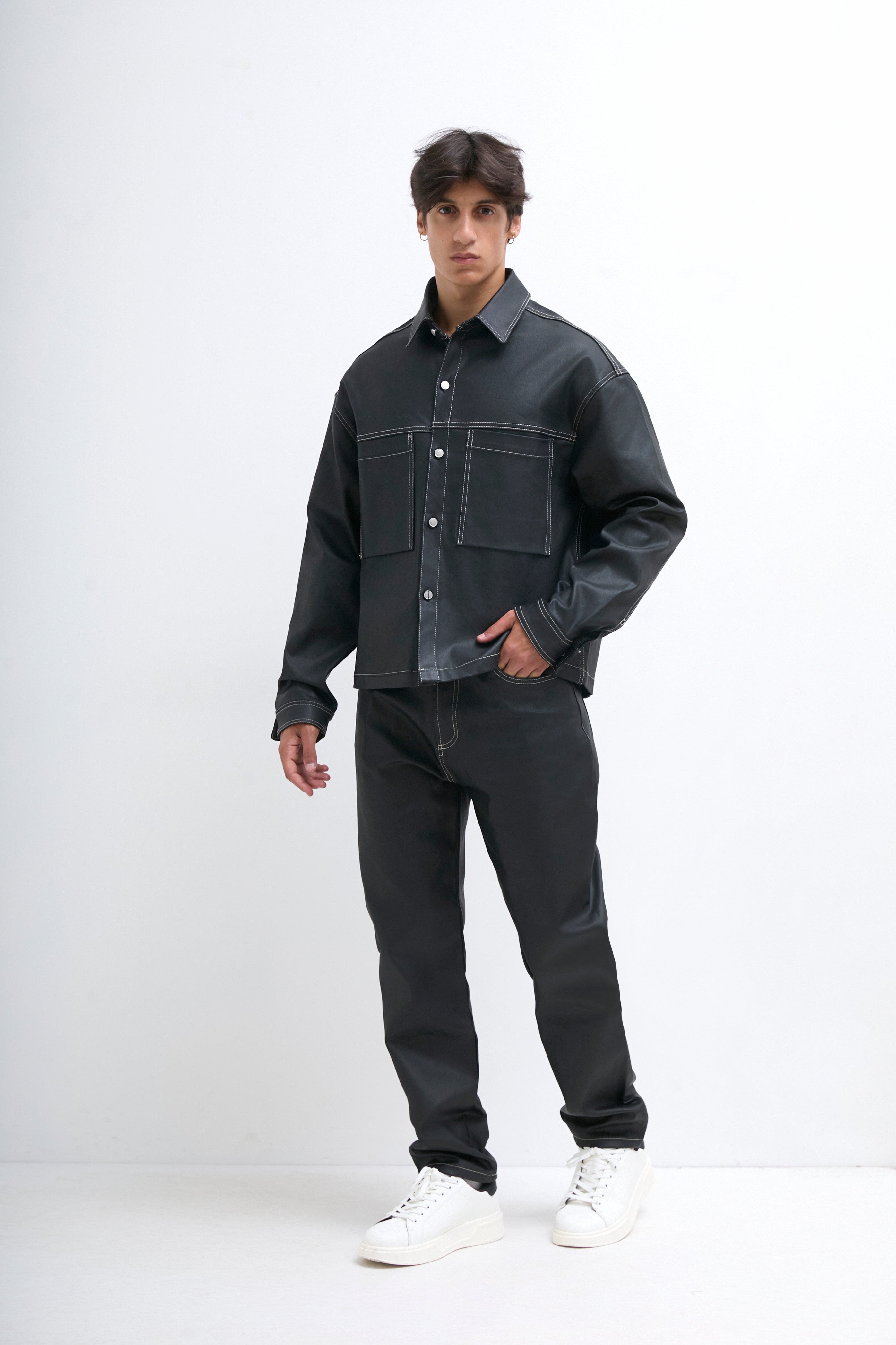 Ensemble en jeans noir homme huile bonhomme