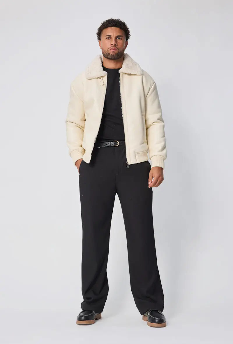 Blouson Homme Sherpa Beige – Style Aviateur Moderne bonhomme