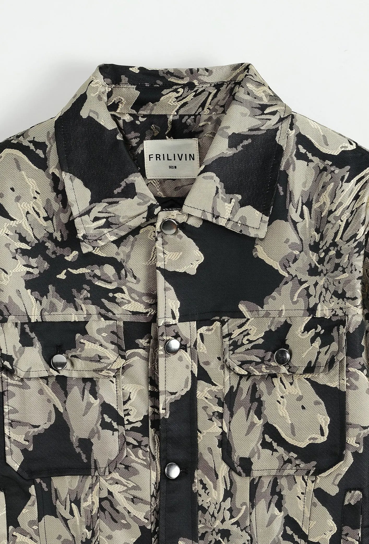 Veste en jean beige doré imprimé floral homme bonhomme