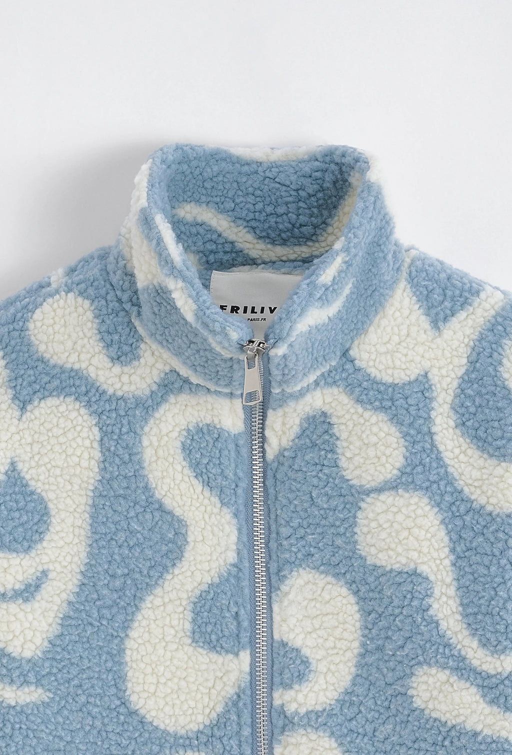 Veste Polaire Beige Bleu Clair à Motifs Ondulés bonhomme