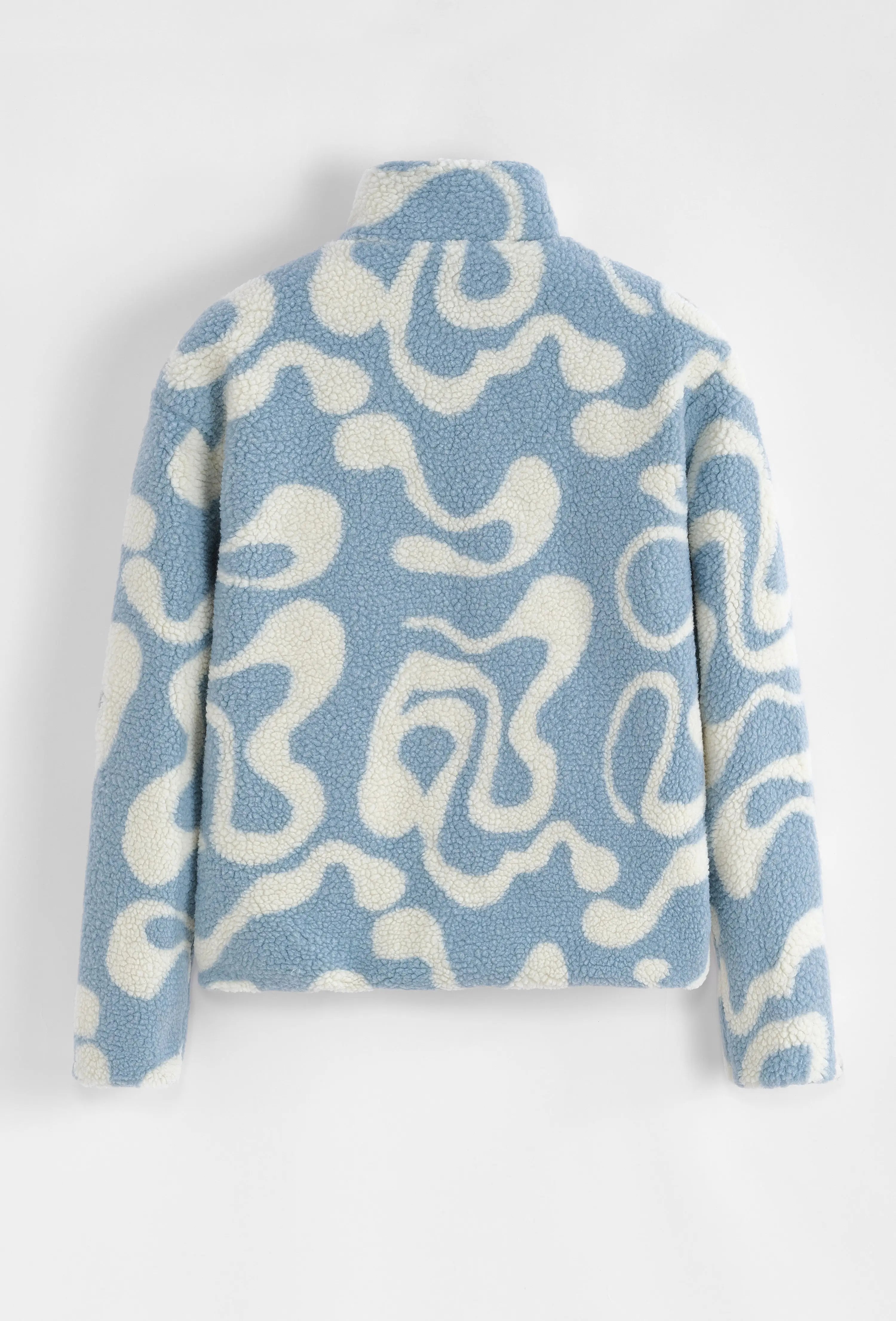 Veste Polaire Beige Bleu Clair à Motifs Ondulés bonhomme