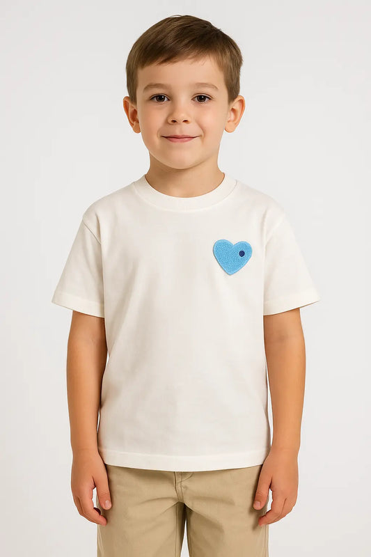 Tee Shirt enfant Cœur Blanc Ciel bonhomme